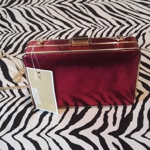 Michael Kors MD box clutch embossed leather
